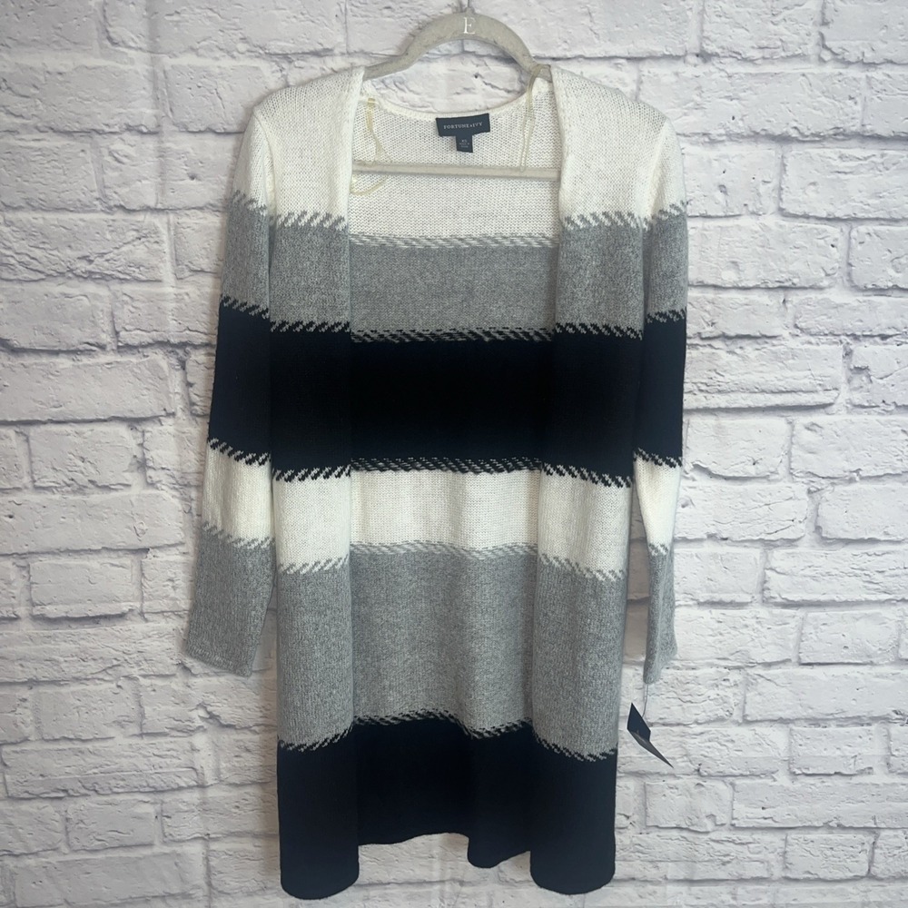 Fortune & Ivy NWT Preppy Color Block Open Front Cardigan Duster Size XS Academia
